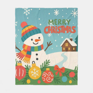 Süßer, klassischer Weihnachtsmann Schneemann Fleecedecke