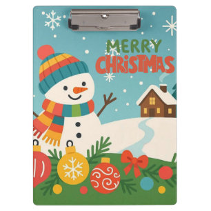 Süßer, klassischer Weihnachtsmann Schneemann Klemmbrett