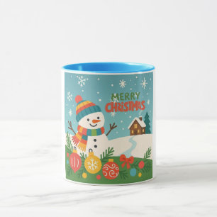 Süßer, klassischer Weihnachtsmann Schneemann Tasse