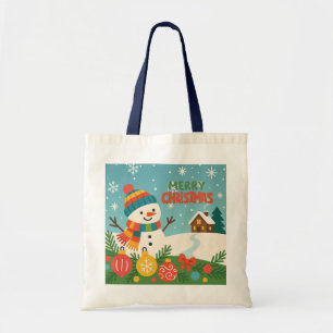 Süßer, klassischer Weihnachtsmann Schneemann Tragetasche