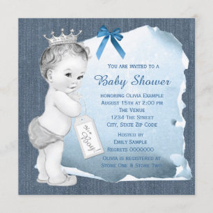 Süßer kleiner blauer Junge Blue Denim Baby Shower Einladung