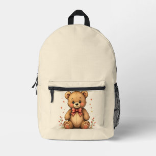 Süßer kleiner brauner Bär mit Krawatte Bedruckter Rucksack