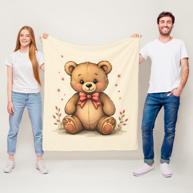 Süßer kleiner brauner Bär mit Krawatte Fleecedecke (Beispiel)