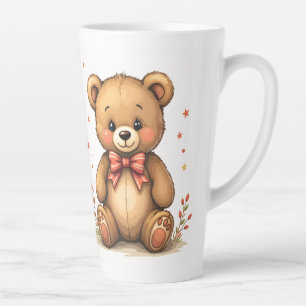 Süßer kleiner brauner Bär mit Krawatte Milchtasse