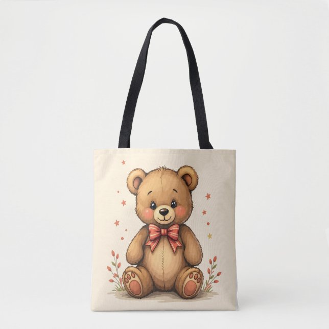 Süßer kleiner brauner Bär mit Krawatte Tasche (Vorderseite)