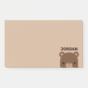 Süßer kleiner brauner Bär mit personalisiertem Nam Post-it Klebezettel
