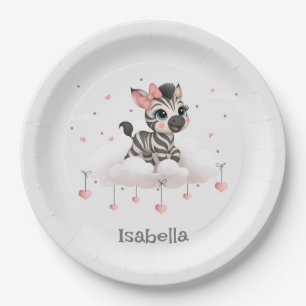Süßer kleiner Cartoon-Zebra  Pappteller