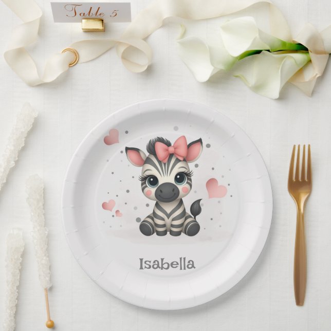 Süßer kleiner Cartoon-Zebra  Pappteller (Hochzeit)
