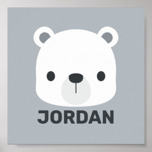 Süßer kleiner Eisbär mit personalisiertem Namen Poster