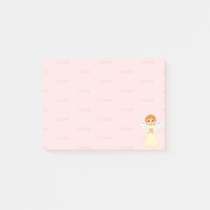 Süßer kleiner Engel & Liebesmuster auf Rosa Post-it Klebezettel