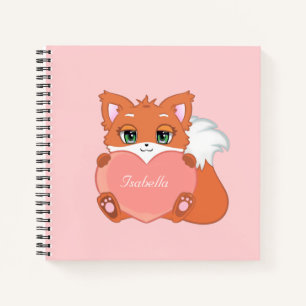 Süßer kleiner Fuchs mit einem Herz Notizbuch