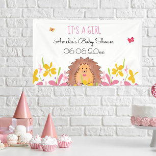 Süßer kleiner Igel, es ist ein Mädchen-Baby-Party Banner