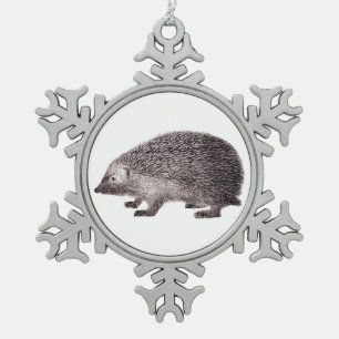 Süßer kleiner Igel Schneeflocken Zinn-Ornament