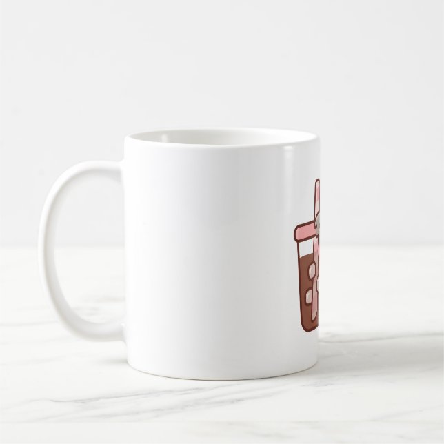 Süßer kleiner Koala-Bär umarmt Eiskaffee Kaffeetasse (Links)