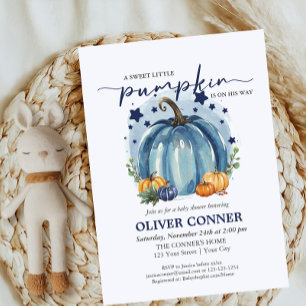 Süßer Kleiner Kürbis Herbst Baby Shower für Jungen Einladung