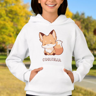 Süßer Kleiner Lachender Fuchs Personalisierter Nam Hoodie