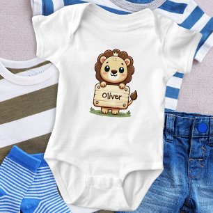Süßer kleiner Löwe mit Namensschild Baby Strampler