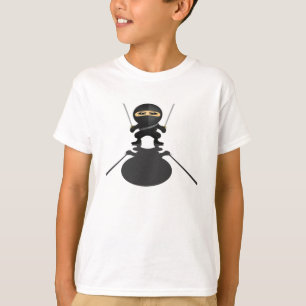 Süßer kleiner Ninja-Junge Dual-Katana-Cartoon-Krie T-Shirt