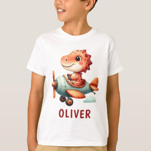 Süßer kleiner Pilot Dinosaurier fliegt Flugzeug T-Shirt