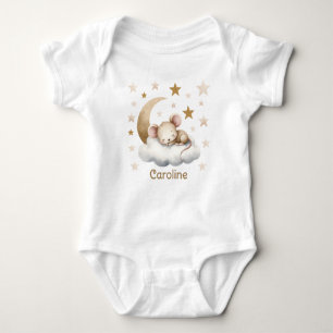 Süßer kleiner schlafender Maus-Name T-Shirt Baby Strampler