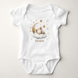 Süßer kleiner schlafender Maus-Name T-Shirt Baby Strampler