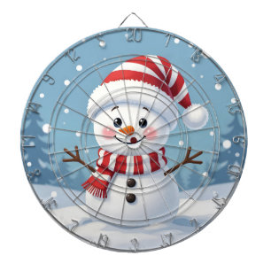Süßer kleiner Schneemann mit Schal und Hut Dartscheibe