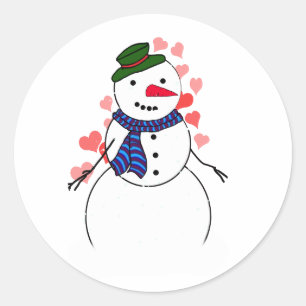 Süßer kleiner Schneemann Runder Aufkleber
