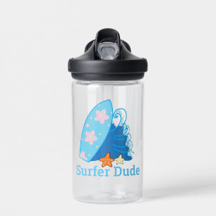 Süßer kleiner Surfer-Typ Surfboard und Welle Trinkflasche