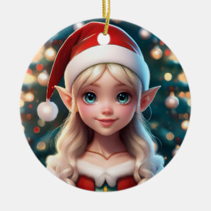 Süßer kleiner Weihnachtsmann-Christnachtself Keramik Ornament