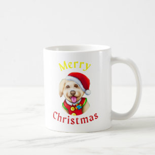 Süßer kleiner Weihnachtsmann-Welpe Frohe Weihnacht Kaffeetasse