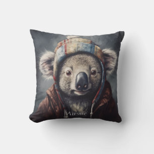 Süßer Koala mit Winterhut und individuellem Namen Kissen