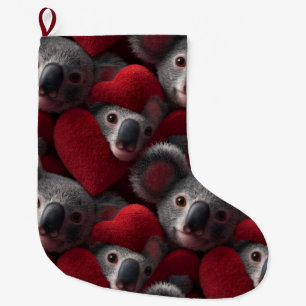 Süßer Koala und rotes Herz nahtloses Muster Großer Weihnachtsstrumpf