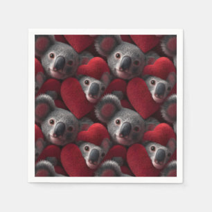 Süßer Koala und rotes Herz nahtloses Muster Serviette