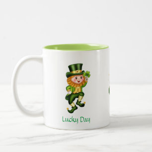 Süßer Kobold, Kalligrafie & Goldtopf Zweifarbige Tasse