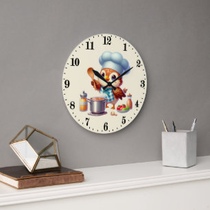 Süßer Koch Vogel Eule Große Wanduhr