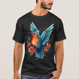 Süßer Kolibri mit Blumen I T-Shirt