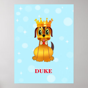 Süßer königlicher Welpen-Hund-Cartoon Poster