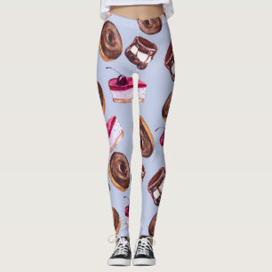 Süßer Kuchen: Aquarellfarbene Nahtlose Lebensmitte Leggings