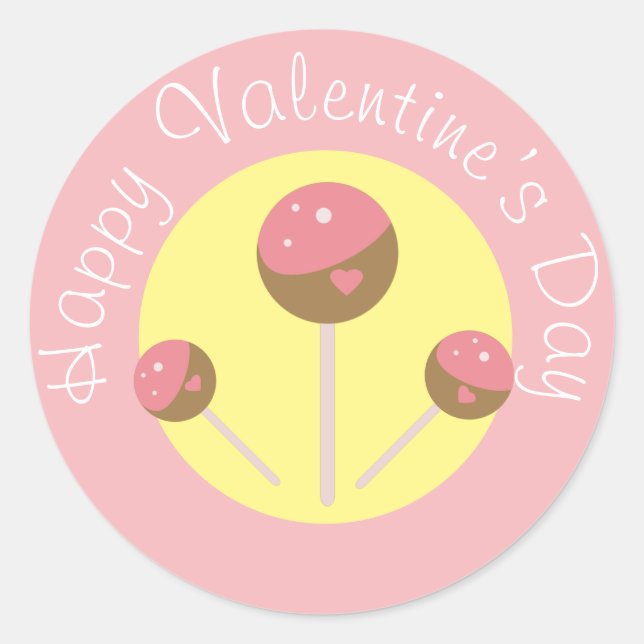 Süßer Kuchen Pop Valentine Rosa Klassischer Rundwe Runder Aufkleber (Vorderseite)