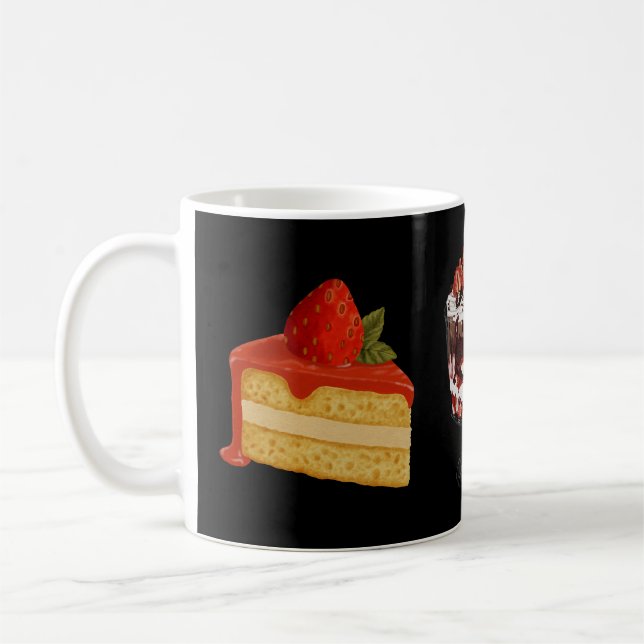 Süßer Kuchen und Eis in der Wüste. Kaffeetasse (Links)