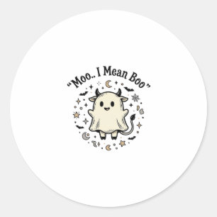 Süßer Kuh-Geist Halloween Moo Boo Vintage-Design_1 Runder Aufkleber