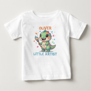 Süßer Künstler-Dinosaurier mit Pinsel Baby T-shirt