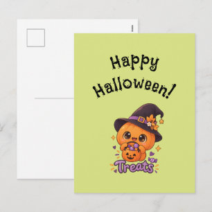 Süßer Kürbis-Charakter 🎃🧡 Feiertagspostkarte