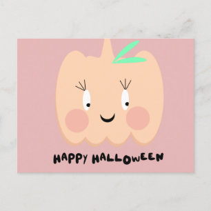 Süßer Kürbis errötend Beschriftung Frohes Hallowee Postkarte
