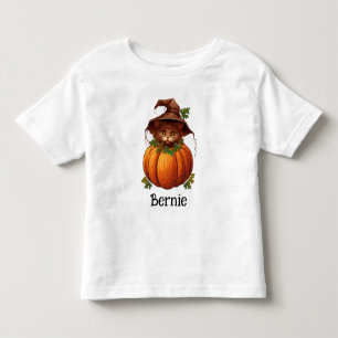 Süßer Kürbis-Katze Jack O Lantern Halloween-Name Kleinkind T-shirt