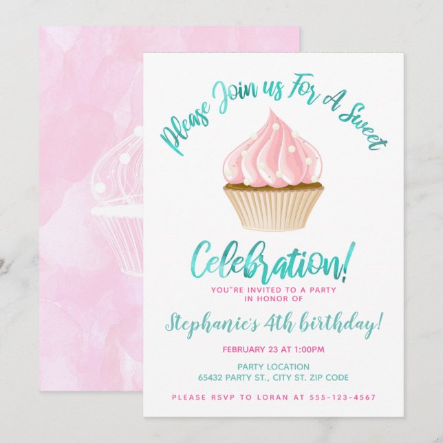 Süßer Kürbiskuchen Geburtstag Einladung (Vorne/Hinten)