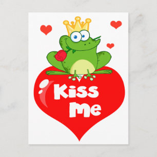 süßer Küss mich Frosch Prinz auf Herz Cartoon Postkarte
