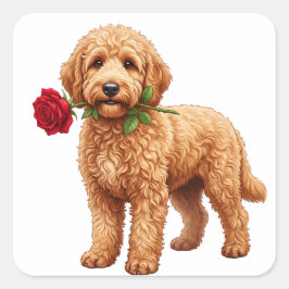 Süßer Labradoodle Hund Quadratischer Aufkleber