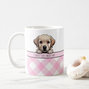 Süßer Labrador-Welpe Best Dog Mom Pink Gingham Kaffeetasse