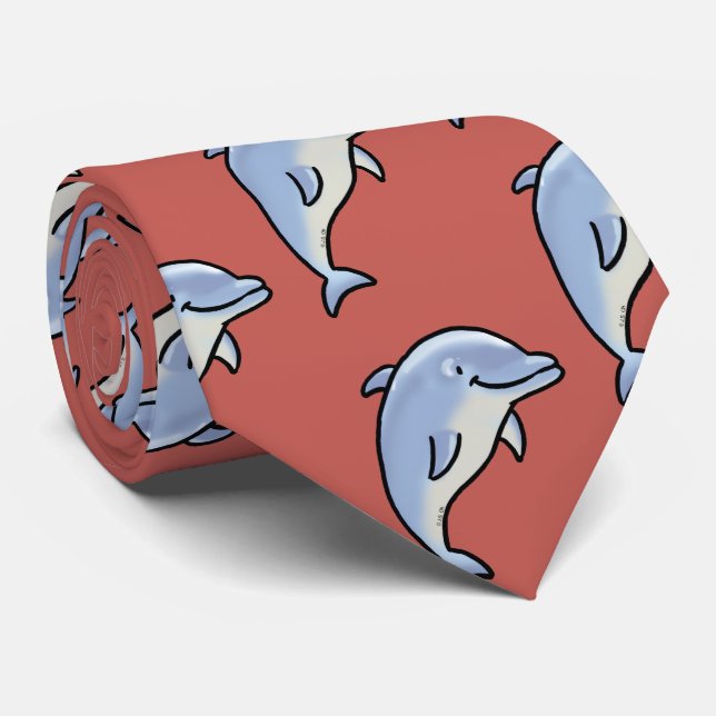 Süßer lächelnder Delfin Krawatte (Gerollt)